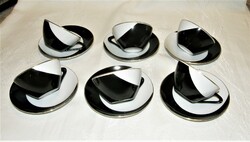 Retro penguin pattern coffee set - 6 cups + saucer - designer schrammel imre