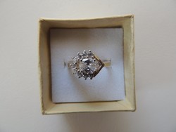 Dandelion zirconia stone silver ring