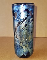 Signed iridescent glass vase
