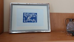 Abstract linocut with 31x43 cm frame