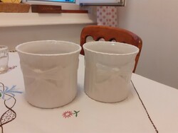 Bowl white rustic ceramic pot in pairs - 2 pieces, in good condition
