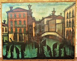Hatalmas 130x102cm ! Koch Vilmos (1927 - ) Velence c. festménye Eredeti Garanciával!