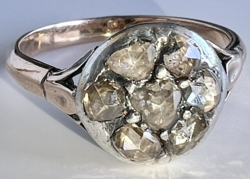 106T. 1 Forintról! Antik Magyar Holland Rózsa (1 Ct!) Gyémánttal, 14K Rózsa Arany (3,7 g) gyűrű!