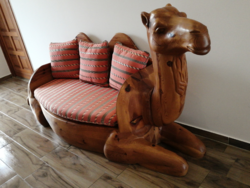 Carved, wooden, camel-shaped sofa 235x107 unique pieces!