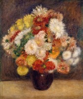 Renoir - bouquet of chrysanthemums - canvas reprint on blind