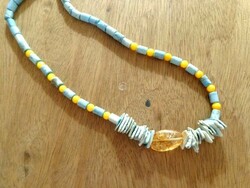 Lemon, blue howlit necklace