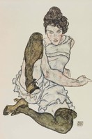 Egon schiele - woman in stockings - canvas reprint on blindfold