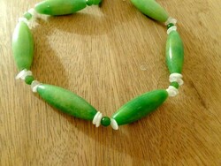 Green agate and moonstone necklace