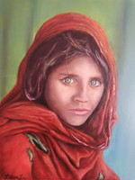 Afgán lány olaj festmény