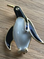 Enameled penguin brooch with crystal eyes, 4.5 cm long