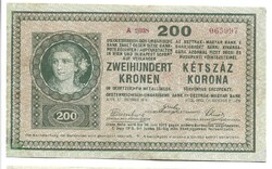 200 korona 1918 2000 felettii sorszám restaurált