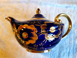 Vintage arthur wood aladdin teapot with golden cobalt blue