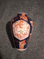 Antik, japán Imari kézzel festett porcelán hasas váza