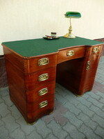 Curiosity! Real Hungarian antique Art Nouveau thek end desk with very rare lemon veneer