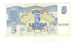 5 rubel rubli 1992 Lettország 5.