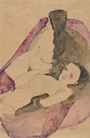 Egon schiele - two reclining nudes - canvas reprint on blindfold