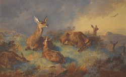 Thorburn - the vigilant deer - canvas reprint on a blindfold