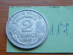 FRANCIA 2 FRANCS FRANK 1947 / B, ALU. 117.