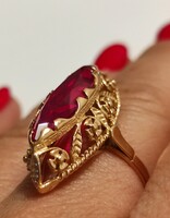 Rubinnal ékesített 24K vörös arany gyűrű!