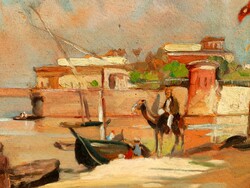 Keleti kikötő- antik festmény