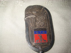 Régi francia  plakett  , C:S:M: Gennevilliers  tűzzománc  és valószínű ezüst alap , 45 x 82 mm