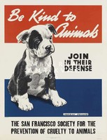 Vintage állatvédő aktivista plakát reprint nyomat kölyök kutya fekete-fehér foltos bulldog