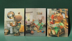 Rare tv teddy bear postcard foky ottó mti 3-piece series is also a flawless novelty postman