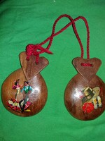 Antik spanyol fandango táncos fa csettegő kasztanyetta a  képek szerint