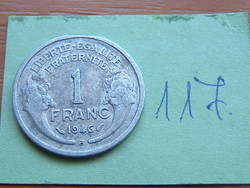 FRANCIA 1 FRANC FRANK 1946 / B,  ALU.  117.