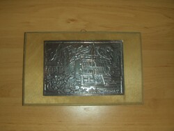 Retro copper mural on wooden holder thermal water memory 12 * 19.5 cm (28 / d)