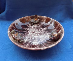 Embossed flower pattern glazed ceramic serving bowl 25.5 cm (2p)