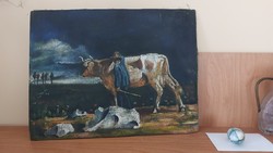 (K) signed antique painting 43x34 cm, painted on canvas on cardboard