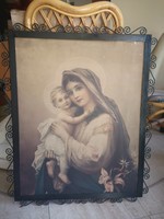 Mária kis Jézussal művész karton nyomat fém kerettel