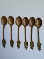 Antique Hungarian Baroque coat of arms copper 6 small spoons