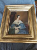 Biedermeier női portré 1850 es évek.