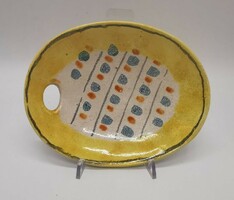 Retro iparművészeti tál, tányér, jelzett Gál, 21,5 cm x 17,5 cm