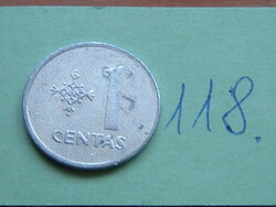 LITVÁNIA 1 CENTAS 1991 ALU.  118.