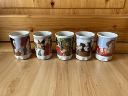 Zsolnay snow white glass cup mug set set retro snow white set