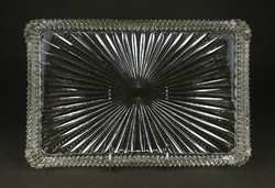 1J002 Mid century üveg tálca kínáló tál 20 x 30 cm betét tálca