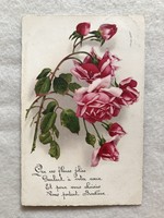 Antik, régi litho virágos képeslap