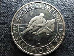 Jugoszlávia 1984. évi Téli Olimpia, Jégkorong .925 ezüst 100 Dínár 1982 PP (id61316)