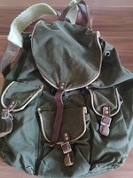 Antique backpack from the 1950s, padded shoulder strap with leather straps