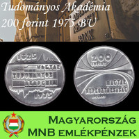 Magyar Tudományos Akadémia ezüst 200 forint 1975 BU