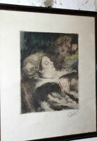 Kiss István colored etching 591