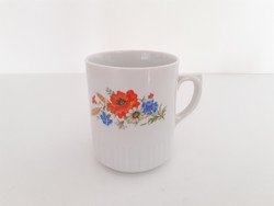 Old zsolnay porcelain cup with poppy wildflower tea mug 1 pc