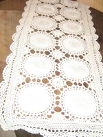 Dreamy antique ecru filigree Art Nouveau handmade crocheted rose tablecloth