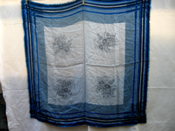 Special thin blue floral silk scarf