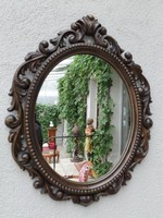 Ornately carved florentine baroque wall wooden mirror