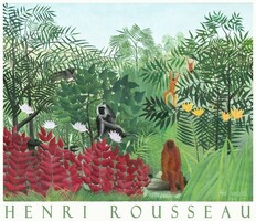 Henri rousseau tropical forest with monkeys 1910 naive painting art poster, kid mural