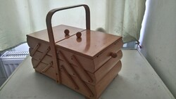 Austrian art deco / retro design classic stepped wooden sewing box in new condition cheap!